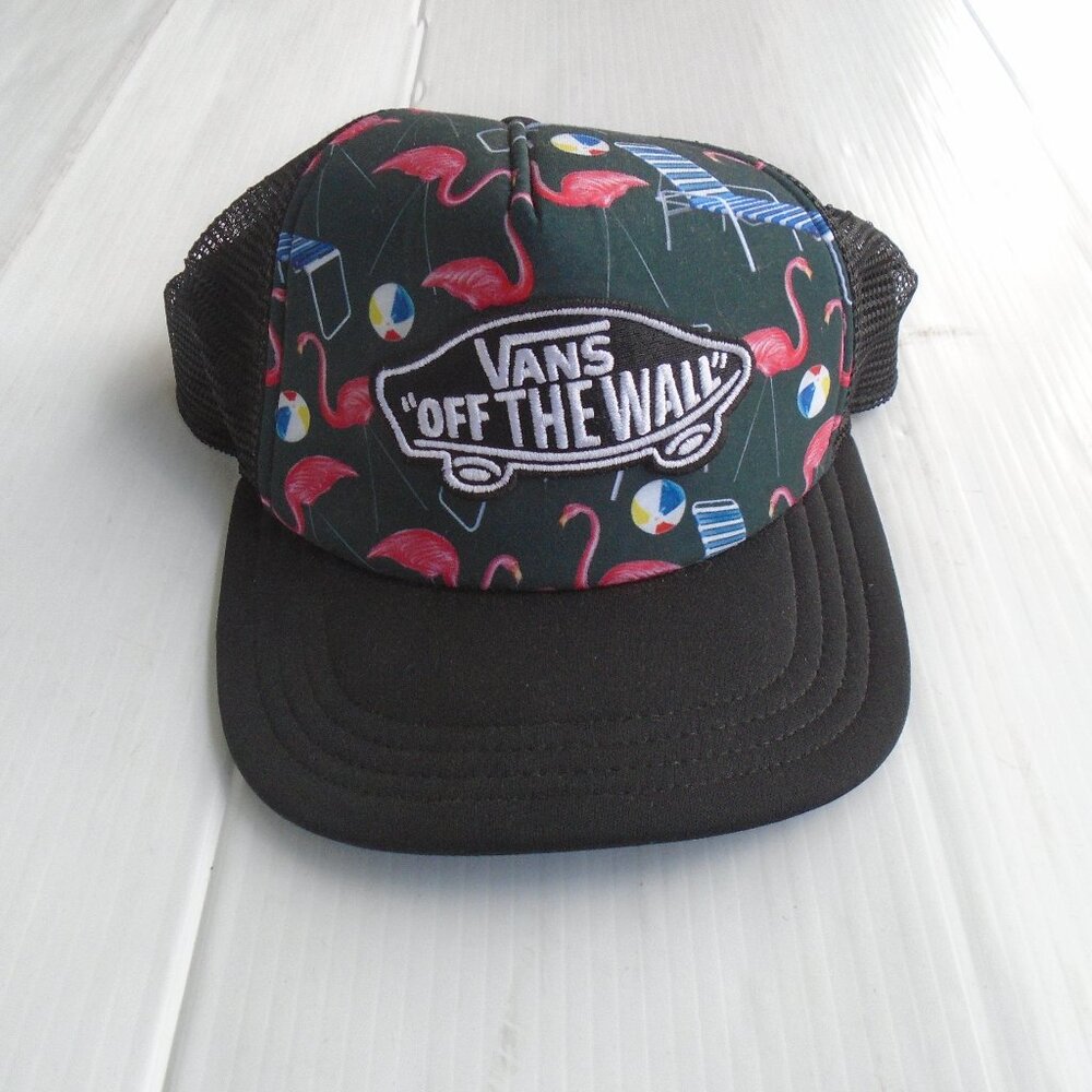 Vans "Off The Wall" Beach Themed Snapback Hat Mens One Size Fits Black